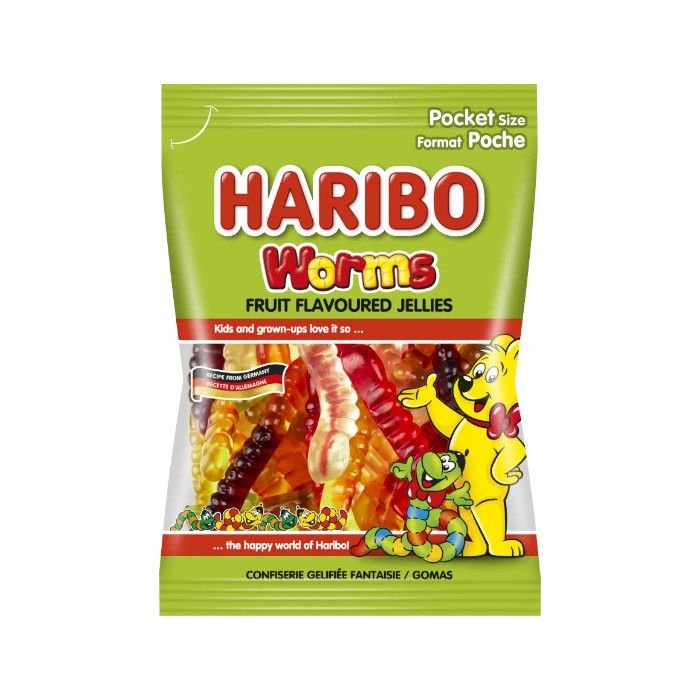 har Haribo Worms (Halal) 100 g (1x30) - Afbeelding 1