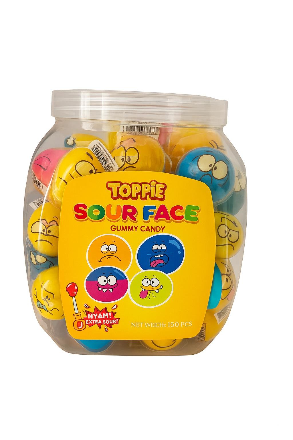 WhatsApp Image 2025-11-11 at 07.39.07 (2) Soft Gummy Sour Face 18 gr (1x50) - Afbeelding 1
