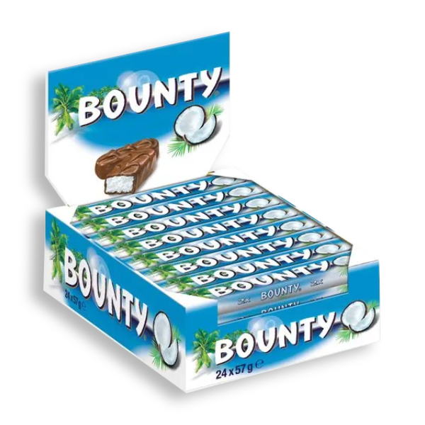 bounty-melk-doos-24-x-57-gram BOUNTY Melk Single Repen 57 g (1x24) - Afbeelding 1