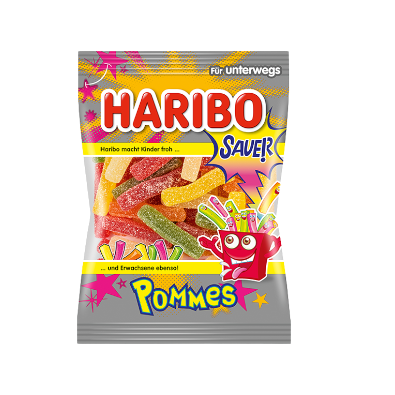haribo-sauer-pommes Haribo Pommes Sour (Halal) 100 g (1x24) - Afbeelding 1