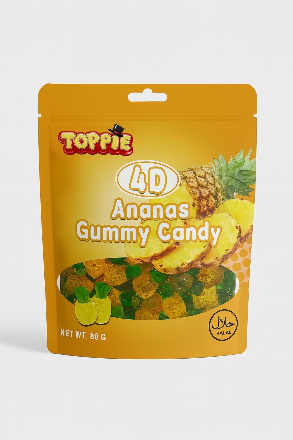 WhatsApp Image 2025-11-11 at 07.39.08 (7) 4D Ananas Gummy Candy 80g (1x16) - Afbeelding 1