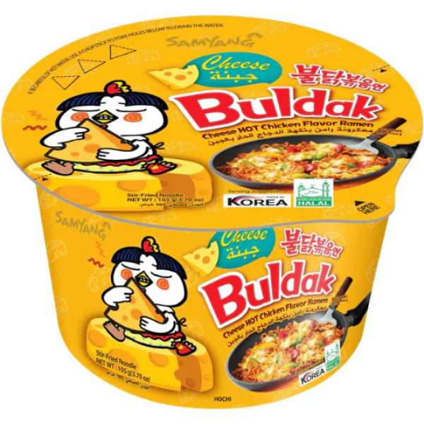 Samyang Buldak Hot Chicken Flavour Ramen Cheese Big Bowl 105g (1X16)